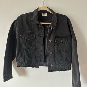 Mono B Cropped Black Denim Jacket